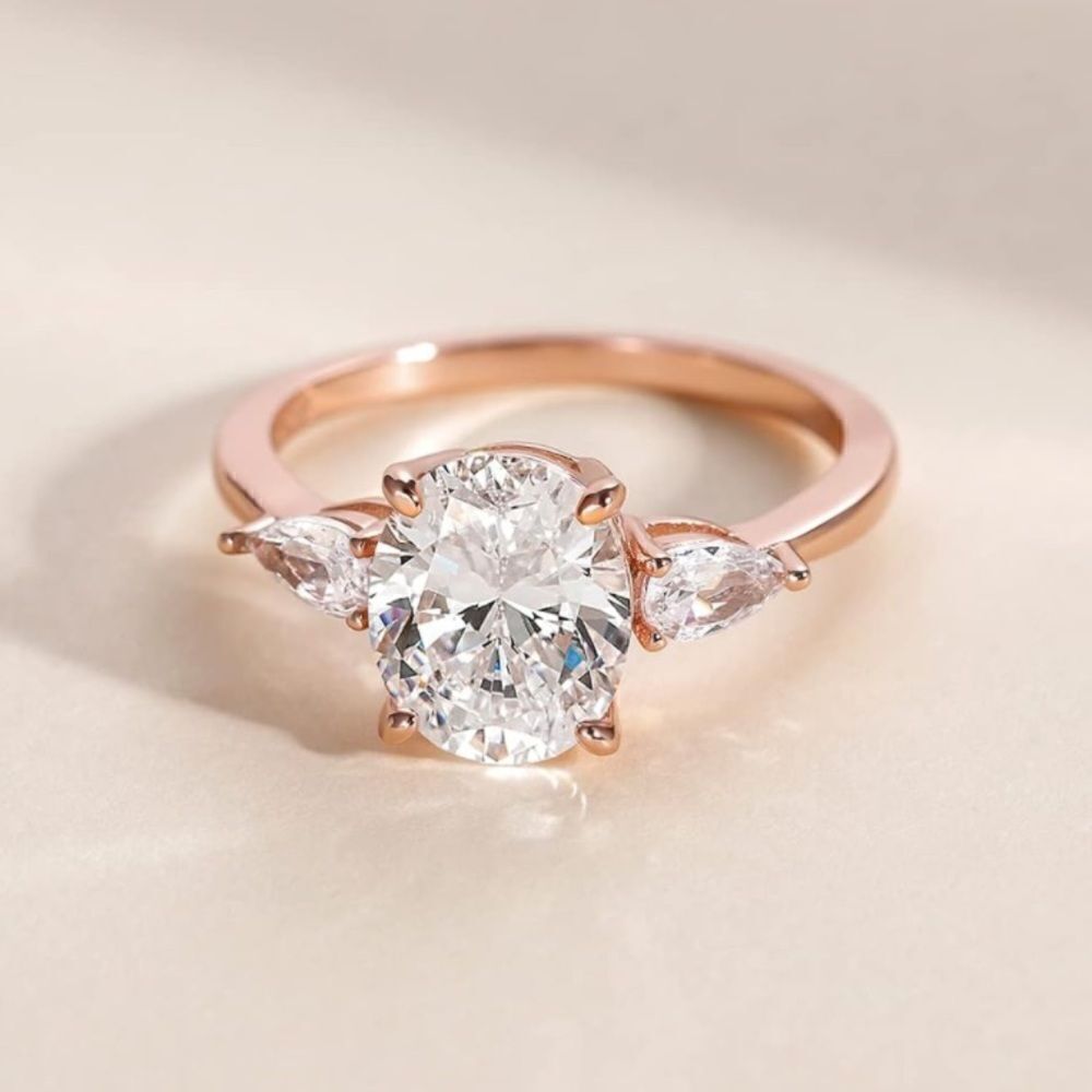 3 Stone Oval Cut Engagement Ring